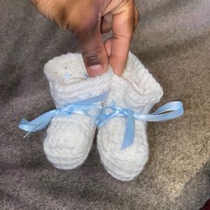 Hand crocheted newborn footies